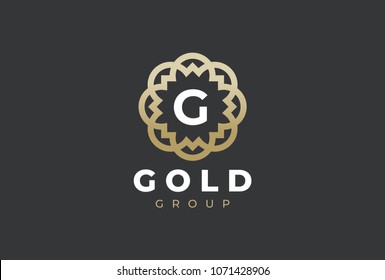 Premium universal monogram letter G initials logo. Abstract elegant flower logo icon vector design. Universal creative premium symbol. Luxury abc jewel logotype.