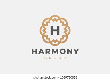 Premium universal monogram letter H initials logo. Abstract elegant flower logo icon vector design. Universal creative premium symbol. Luxury abc jewel logotype.