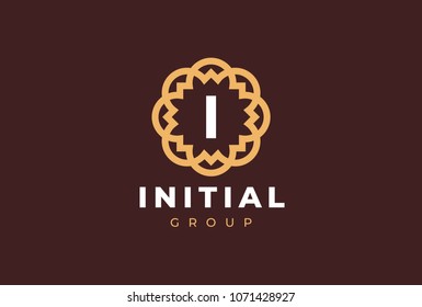 Premium universal monogram letter I initials logo. Abstract elegant flower logo icon vector design. Universal creative premium symbol. Luxury abc jewel logotype.