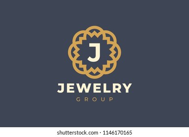 Premium universal monogram letter J initials logo. Abstract elegant flower logo icon vector design. Universal creative premium symbol. Luxury abc jewel logotype.