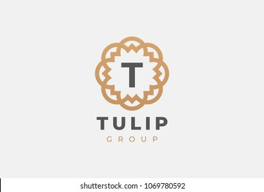 Premium universal monogram letter T initials logo. Abstract elegant flower logo icon vector design. Universal creative premium symbol. Luxury abc jewel logotype.