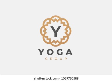 Premium universal monogram letter Y initials logo. Abstract elegant flower logo icon vector design. Universal creative premium symbol. Luxury abc jewel logotype.