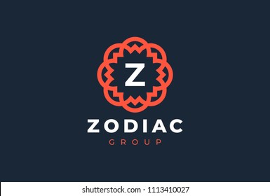 Premium universal monogram letter Z initials logo. Abstract elegant flower logo icon vector design. Universal creative premium symbol. Luxury abc jewel logotype.