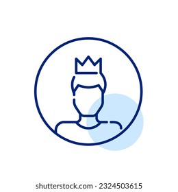 Premium user avatar. Man with crown on his head. Pixel perfect, editable stroke
