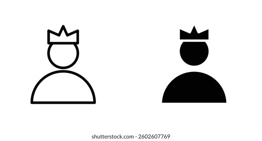 Premium User flat Icons in line outline and flat solid style on white background