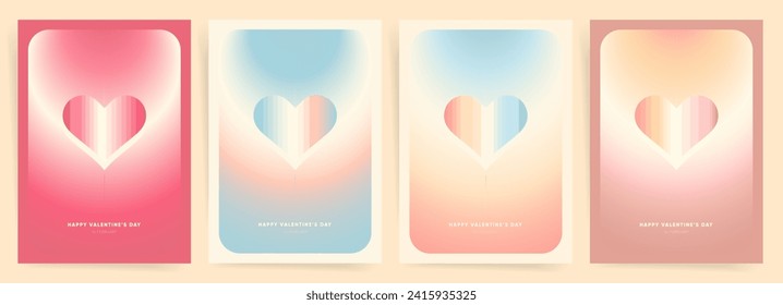 Colección Premium de San Valentín. Diseño del corazón del degradado brillante en un estilo minimalista moderno - Tarjetas elegantes, afiches y volantes para celebraciones de amor.