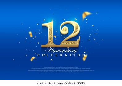 Premium vector 12th anniversary celebration background with fancy numeral glitter. Premium vector background for greeting and celebration.