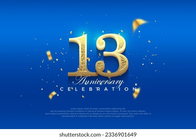 Premium vector 13th anniversary celebration background with fancy numeral glitter. Premium vector background for greeting and celebration.