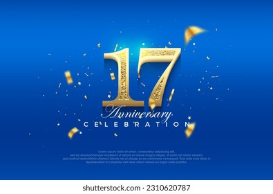 Premium vector 17th anniversary celebration background with fancy numeral glitter.