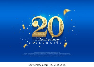 Premium vector 20th anniversary celebration background with fancy numeral glitter.