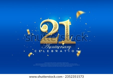 Premium vector 21st anniversary celebration background with fancy numeral glitter.