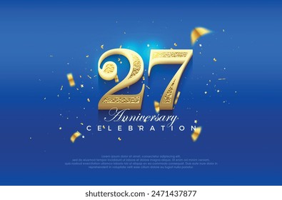 Premium vector 27th anniversary celebration background with fancy numeral glitter. Premium vector background for greeting and celebration.