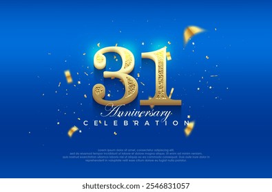 Premium vector 31st anniversary celebration background with fancy numeral glitter. Premium vector background for greeting and celebration.