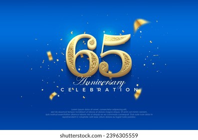 Premium Vektor 65-jähriges Jubiläum-Hintergrund mit ausgefallenem numerischem Glitter. Premium-Vektorhintergrund für Gruß und Feiern.