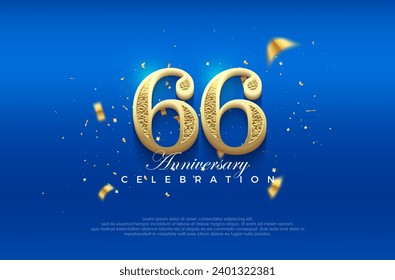Premium vector 66th anniversary celebration background with fancy numeral glitter. Premium vector background for greeting and celebration.