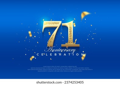 Premium vector 71st anniversary celebration background with fancy numeral glitter. Premium vector background for greeting and celebration.
