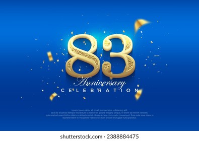 Premium vector 83rd anniversary celebration background with fancy numeral glitter. Premium vector background for greeting and celebration.