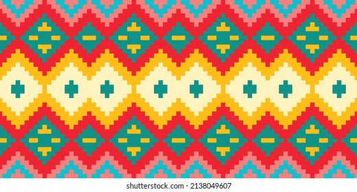 Premium Vector about Abstract geometric mosaic vintage ethnic seamless pattern ornamental, Aztec style. Figure tribal embroidery. Indian, Scandinavian, Gyp sy, Mexican, folk pattern.ikat pattern