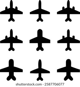 Premium Vector Airplane Silhouette Icons Set - Perfect for Aviation Graphic Designs