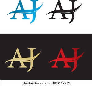 Premium Vector Aj Logo in 4 color variations. Beautiful Logotype for luxury branding. Elegant and stylish design for your company.