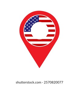 Premium Vector America Location Map icon, USA flag icon. United States GPS marker