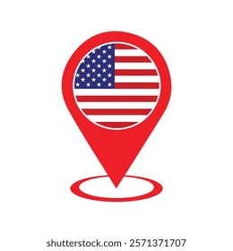 Premium Vector America Location Map icon, USA flag icon. United States GPS marker