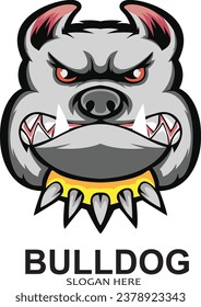 Premium vector angry bulldog, bulldog head, pitbull head, bulldog gaming logo 