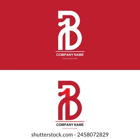 Premium Vector B 1 Logo in two color variations. Beautiful Logotype design for luxury company branding. Elegant identity design in red and white.
