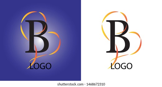 Premium Vector B Logo. Heart form. Line art. Identity for luxury company branding. For fashion and beauty. First letter for name. Golden sign. Gradient. Shiny letter. Two variant of background.
