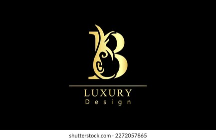 Premium Vector B logo. Monnogram, lettering. Delicate elegant floral pattern of roses.