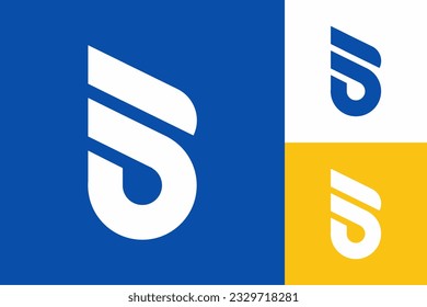 Premium Vector B Logo in two color variations. Beautiful Logotype design for luxury corporate brand. Elegant identity design in blue and gold.