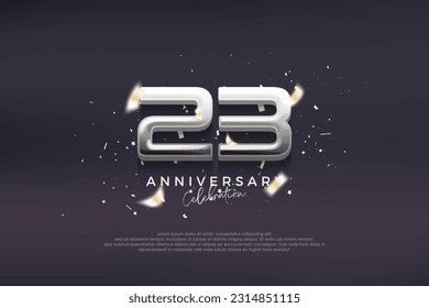 Premium vector background for greeting and celebration.Modern and elegant 23rd anniversary celebration design. with modern silver numbers.