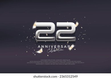 Premium vector background for greeting and celebration.Modern and elegant 22nd anniversary celebration design. with modern silver numbers.