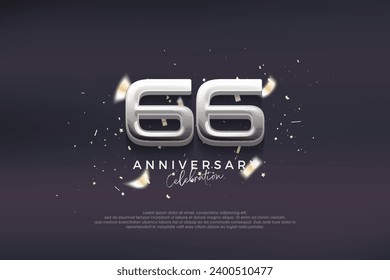 Premium vector background for greeting and celebration.Modern and elegant 66th anniversary celebration design. with modern silver numbers.