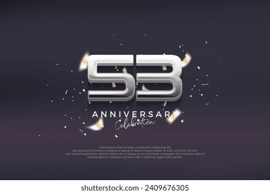 Premium vector background for greeting and celebration.Modern and elegant 53rd anniversary celebration design. with modern silver numbers.