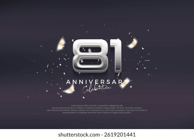 Fondo de Vector de Premium para saludo y celebración. Diseño moderno y elegante de la celebración del 81 aniversario. con números plateados modernos.