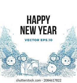 premium vector background happy new year with hand drawing style