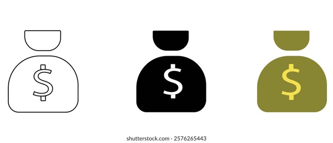 Premium Vector  A bag of money icon set Vector