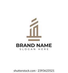 logotipo de construcción de vectores premium en estilo moderno y minimalista con idea de concepto creativo