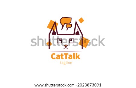 Premium vector cat talk logo 