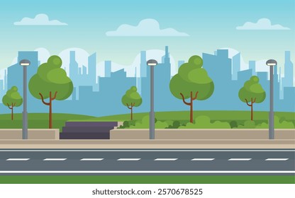 Premium Vector | City building landsacape in flat design