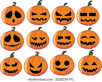 Colección de Vector de Premium del sistema de la calabaza de Halloween, objeto de la decoración de Halloween