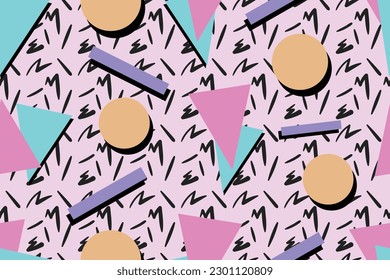 Premium Vector | Colorful memphis style nostalgic background or retro 80s 90s seamless pattern