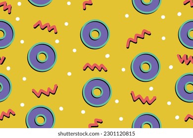Premium Vector | Colorful memphis style nostalgic background or retro 80s 90s seamless pattern