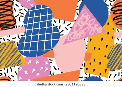 Premium Vector | Colorful memphis style nostalgic background or retro 80s 90s seamless pattern