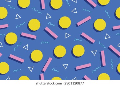 Premium Vector | Colorful memphis style nostalgic background or retro 80s 90s seamless pattern