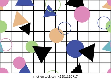 Premium Vector | Colorful memphis style nostalgic background or retro 80s 90s seamless pattern