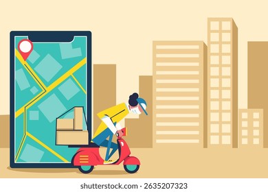 premium vector concept of express delivery service with scooter