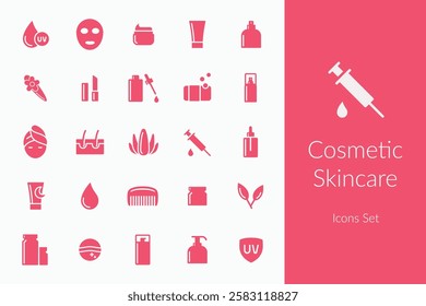 Premium vector cosmetic skincare icons set. facial treatment, Make up and beauty symbol icon pack. Vector illustration template 