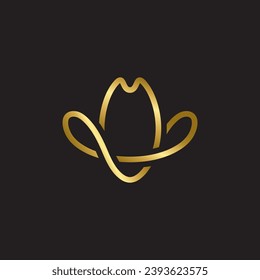 premium vector cowboy logo in luxury and minimalist style with creative line art concept idea